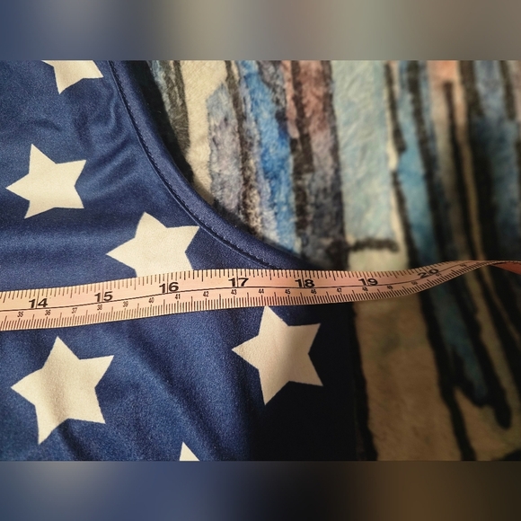 NWOT For G And PL Red White & Blue Stars & Stripes Patriotic Maxi Dress Size L - Picture 7 of 10